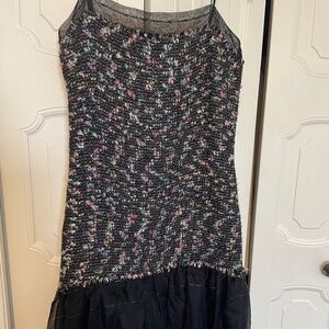 Auth. Chanel tweed/black sleeveless flounce dress, EU40 (US4); EUC, flawless